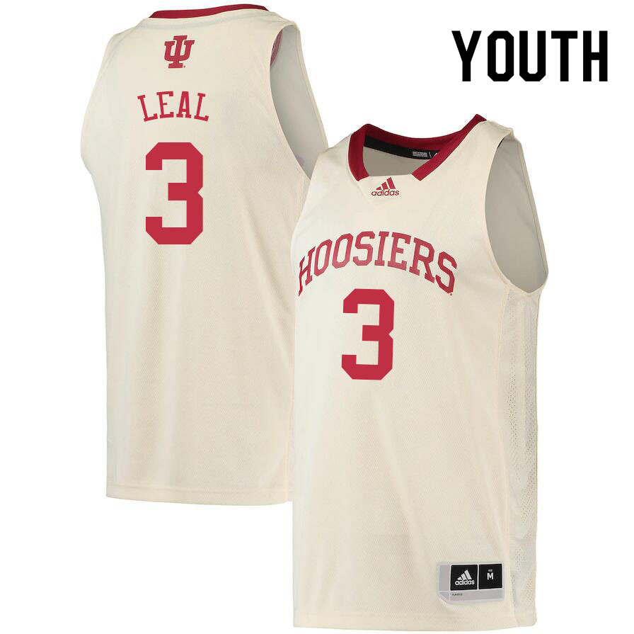 Youth #3 Anthony Leal Indiana Hoosiers College Basketball Jerseys Sale-Cream